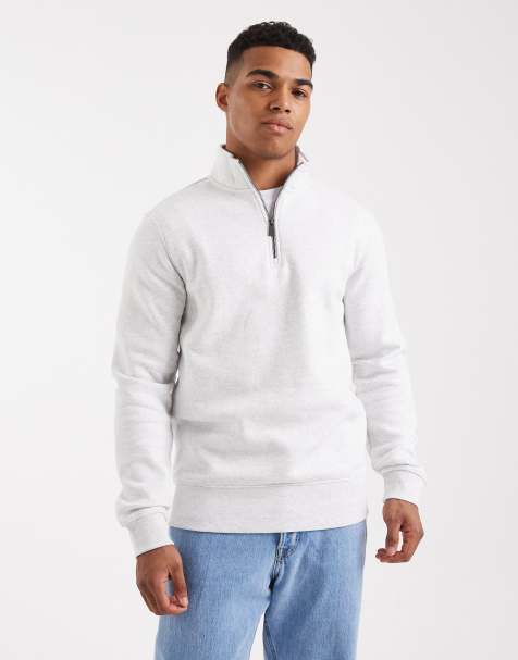ONLY & SONS half zip sweat in light grey - view 1