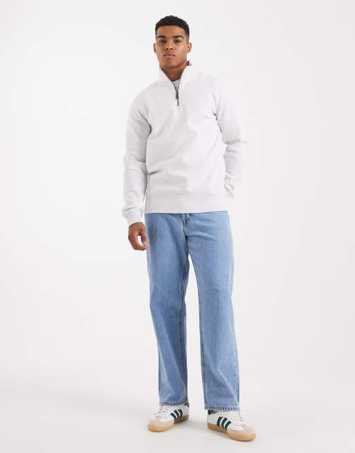 ONLY & SONS half zip sweat in light grey, 2 of 5
