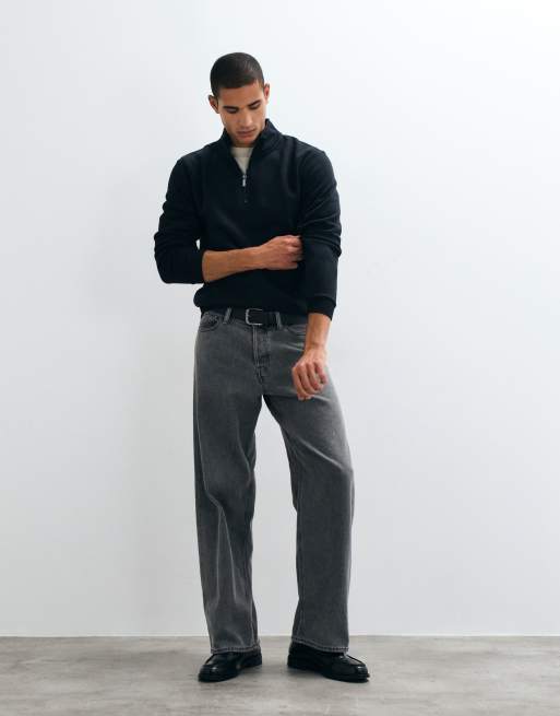 ONLY & SONS half zip sweatshirt in black, 2 of 5