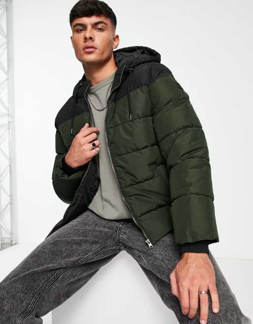 Khaki puffer sale jacket mens