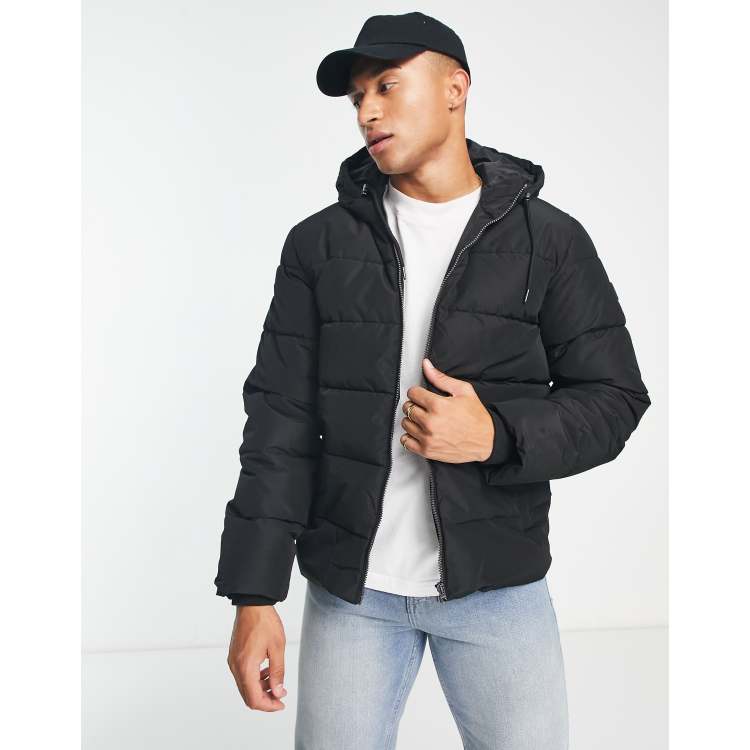 Hooded Puffer Jacket - Black