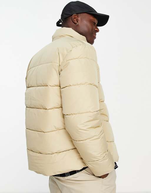 Only & Sons heavy weight puffer jacket in beige