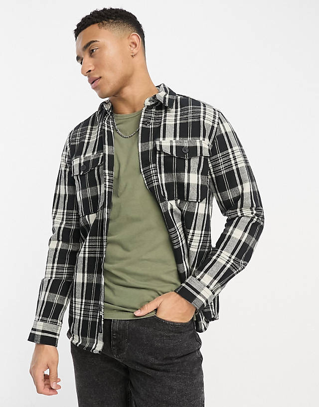 ONLY & SONS - heavyweight check overshirt in black