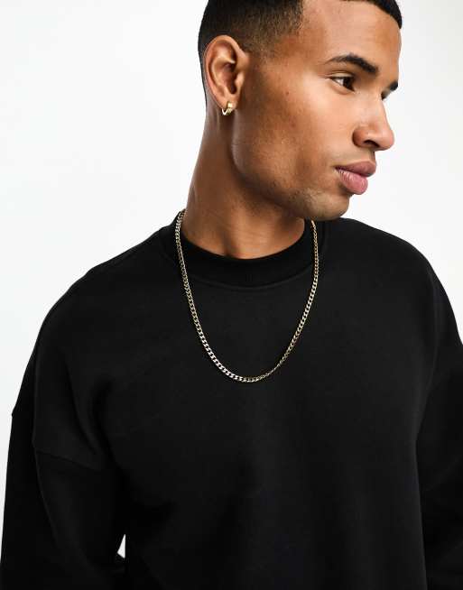 Only & Sons heavyweight crew neck sweatshirt in black | ASOS