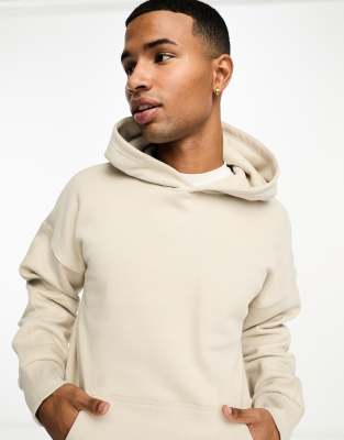 Only & Sons Heavyweight Jersey Hoodie In Beige-neutral