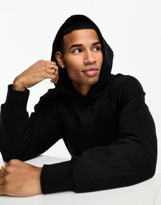 Only & Sons heavyweight jersey hoodie in black  - ASOS Price Checker