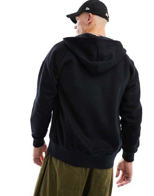 ONLY SONS heavyweight zip through hoodie in black ASOS