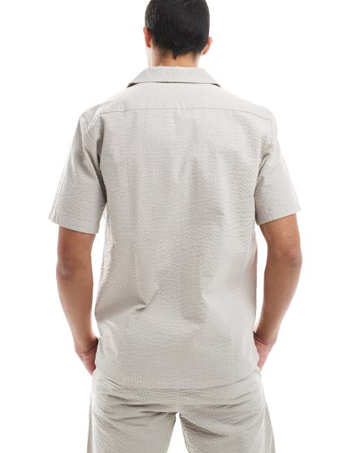 ONLY & SONS – Hemd aus Seersucker in Beige, Kombiteil, 3 von 4