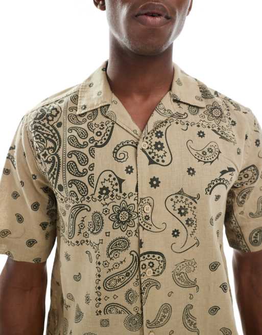ONLY & SONS – Hemd in Beige mit Paisleymuster und Reverskragen, 3 von 5
