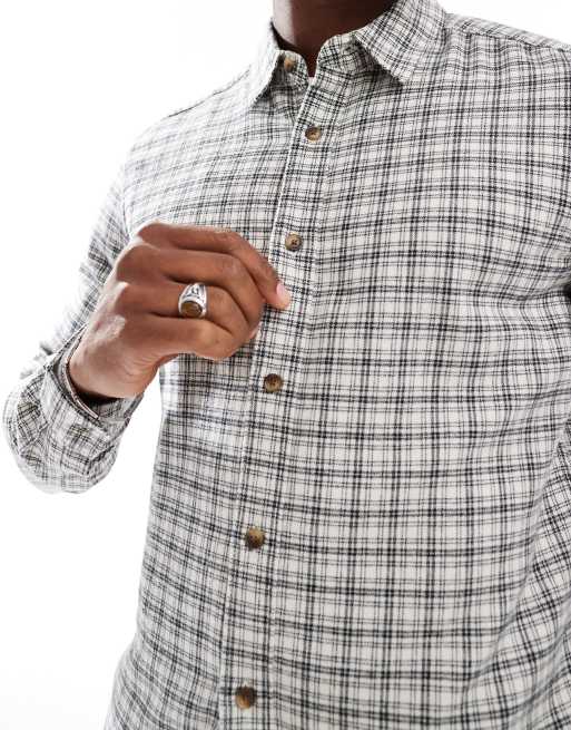 ONLY & SONS – Hemd in Creme mit kleinem Karomuster, 4 von 4