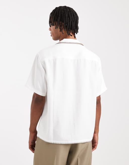 ONLY & SONS – Hemd in Weiß mit Kontrastnaht und Stickerei, 3 von 5