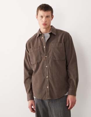 SONS - Hemdjacke aus Cord in Hellbraun-Brown Brown S