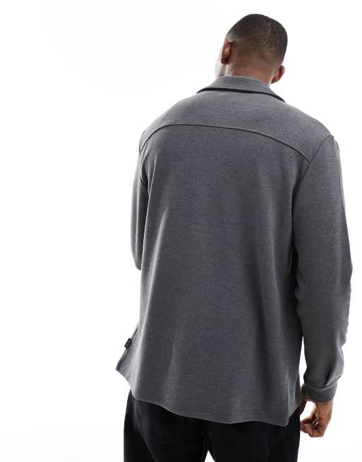 Only & Sons – Hemdjacke aus Sweatstoff in Dunkelgrau mit Taschendetail, 4 von 4