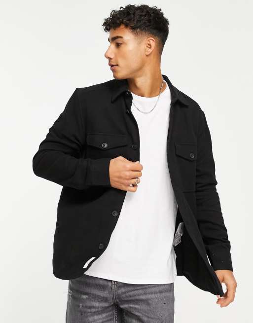 Only & Sons – Hemdjacke in Schwarz mit zwei Brusttaschen 