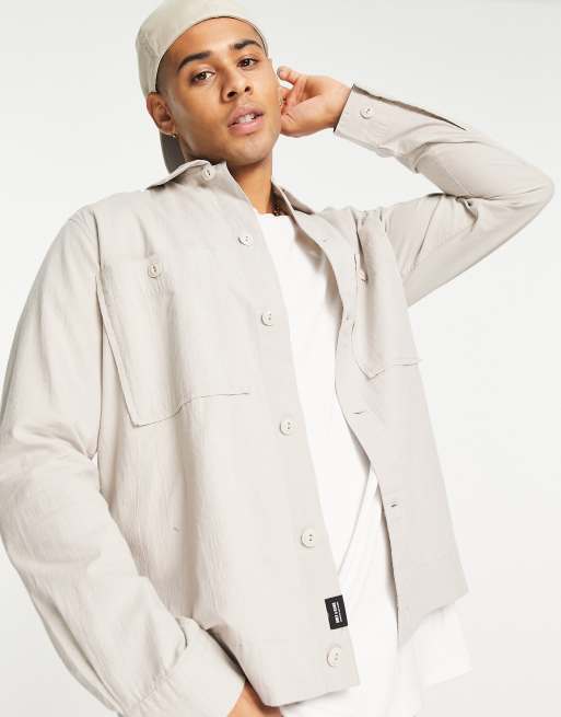 Only & Sons – Hemdjacke in Stein 