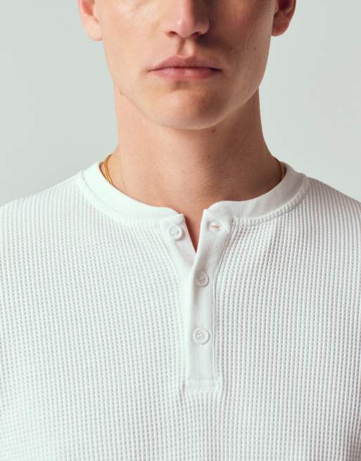 ONLY & SONS - Henley T-shirt met lange mouwen en wafelstructuur in wit, 3 van 7