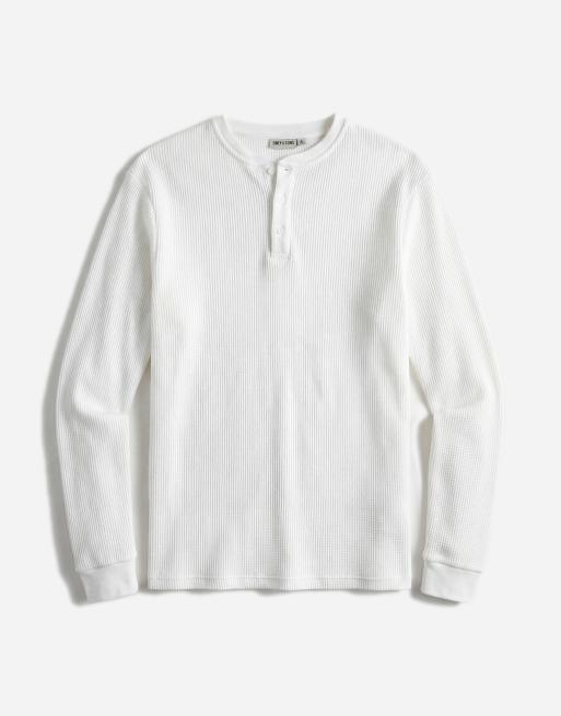 ONLY & SONS - Henley T-shirt met lange mouwen en wafelstructuur in wit, 6 van 7