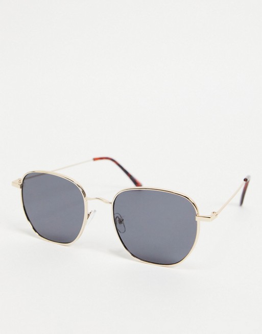 Only & Sons hexagon sunglasses in silver