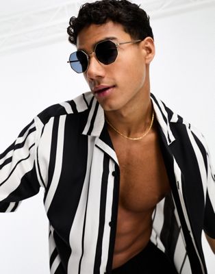 Only & Sons hexagonal sunglasses in gold - ASOS Price Checker