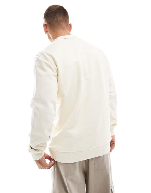 ONLY & SONS high neck 1/4 zip sweater in cream