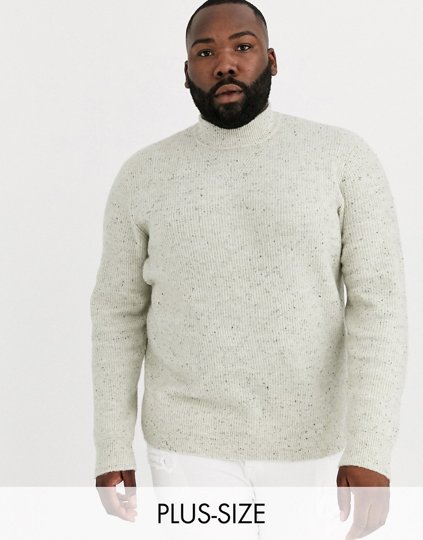Only & Sons high neck fleck ribbed knitted jumper in cream