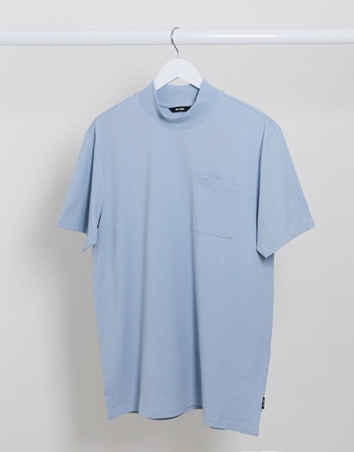 Only & Sons high neck pocket t-shirt in blue