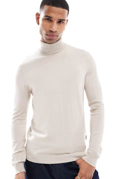 ONLY & SONS high neck sweater in beige - view 1