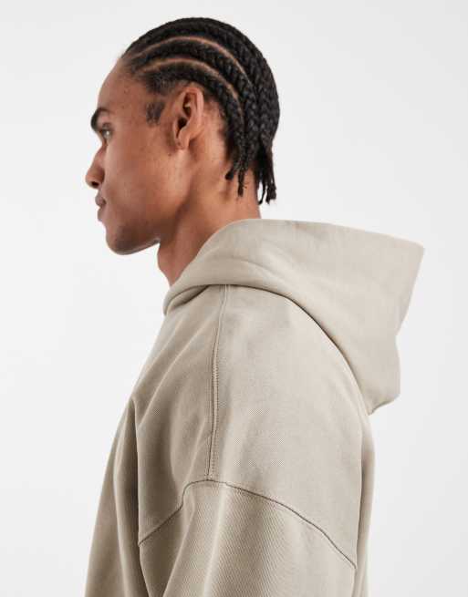 ONLY & SONS – Hochwertiger, schwerer Oversize-Kapuzenpullover in Steinbeige, 400 g/m², Kombiteil, 4 von 5