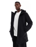 [ONLY & SONS] ONLY & SONS hooded waterproof parka in black S Black