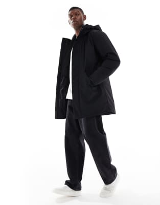 Only & Sons Hooded Waterproof Parka In Black