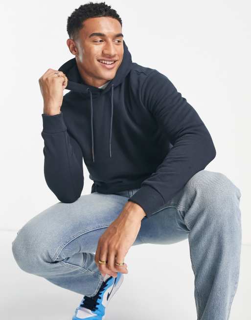 Only & Sons hoodie i slim fit i mörk marinblå, 4 av 4
