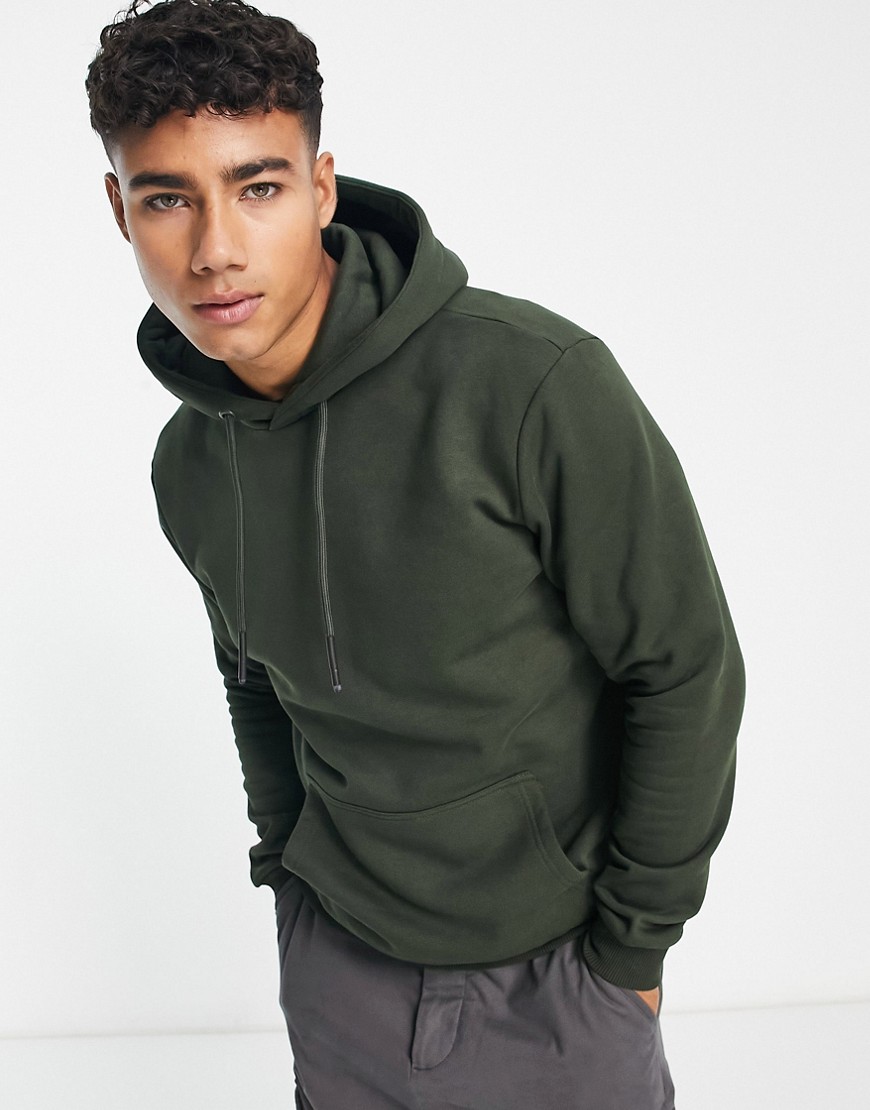 Only & Sons hoodie in dark khaki-Green