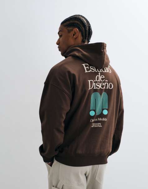 ONLY & SONS Hoodie in Relaxed Fit mit Deseno-Print auf der Rückseite in Braun - view 1