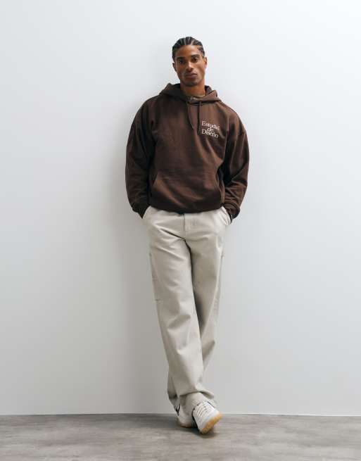 ONLY & SONS hoodie med avslappnad passform och deseno-ryggtryck i brunt, 2 av 5