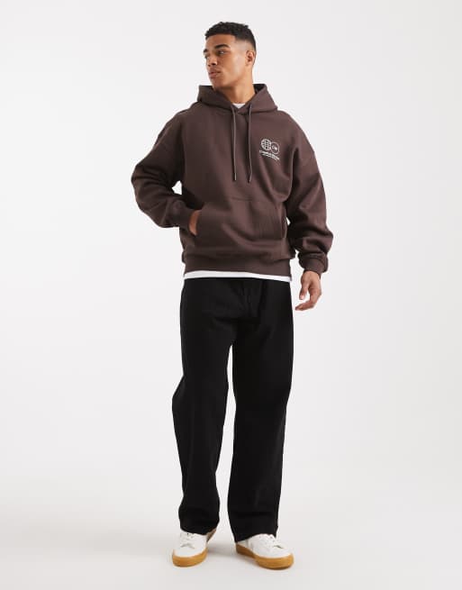 Only & Sons - Hoodie met print in bruin