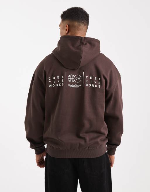 Only & Sons - Hoodie met print in bruin