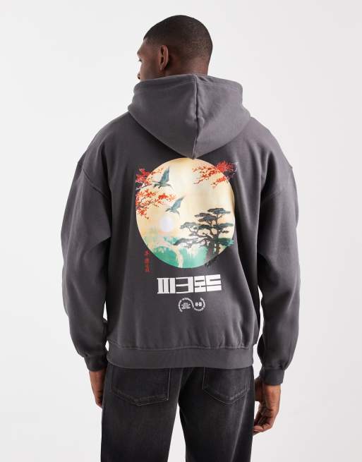 ONLY & SONS - Hoodie met vintage pasvorm scène-print op de achterkant in antracietgrijs