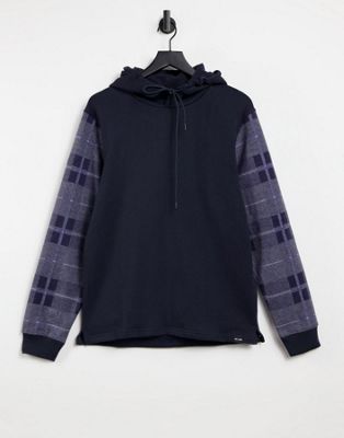 Only & Sons hoodie with check sleeves in navy (22052178)