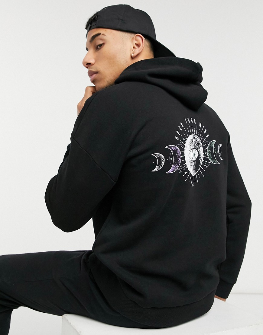 Only & Sons hoodie with mystic back print in black