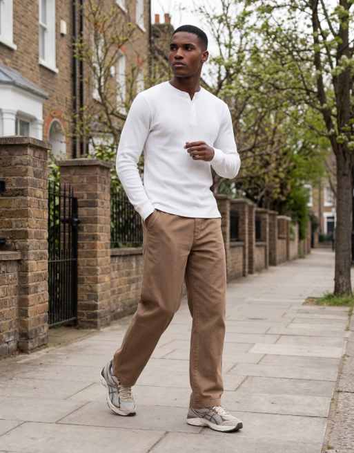 ONLY & SONS - Hvid henley-T-shirt med lange ærmer og vaffeltekstur, 12 af 12