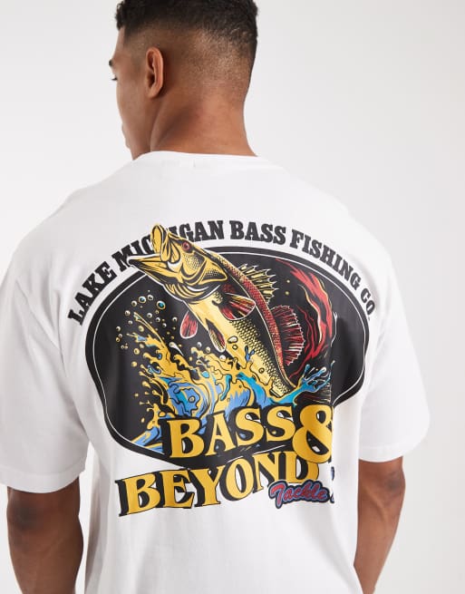 ONLY & SONS - Hvid og oversized T-shirt med 'bass beyond'-print på ryggen, 5 af 5