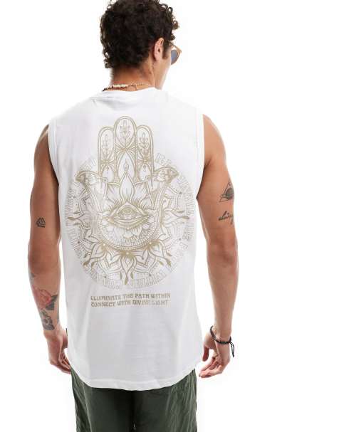 Only & Sons - Hvid og oversized top med "Fatima Hans"-print på ryggen - view 1