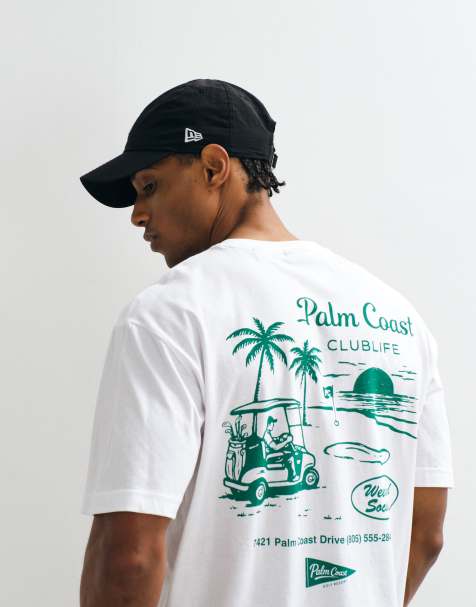 ONLY & SONS - Hvid only sons T-shirt med 'Palm Coast'-print på ryggen - view 1