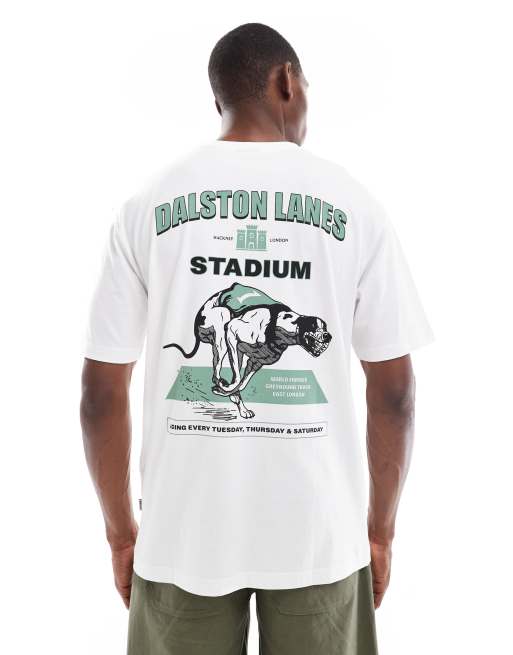 Only & Sons - Hvid oversized T-shirt med 'Dalston'-hundeprint på ryggen