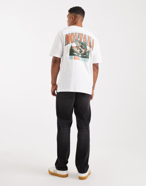 ONLY & SONS - Hvid oversized T-shirt med Montana-print på ryggen, 2 af 5