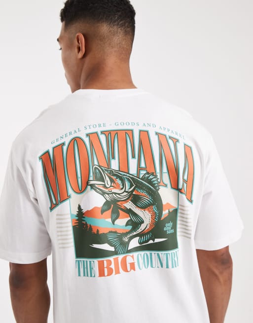 ONLY & SONS - Hvid oversized T-shirt med Montana-print på ryggen, 5 af 5