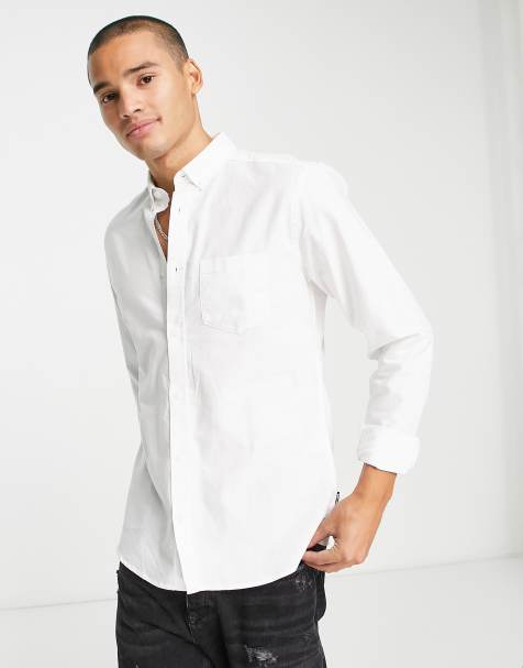 Only & Sons - Hvid oxford-skjorte i slim fit med nedknappet krave - view 1