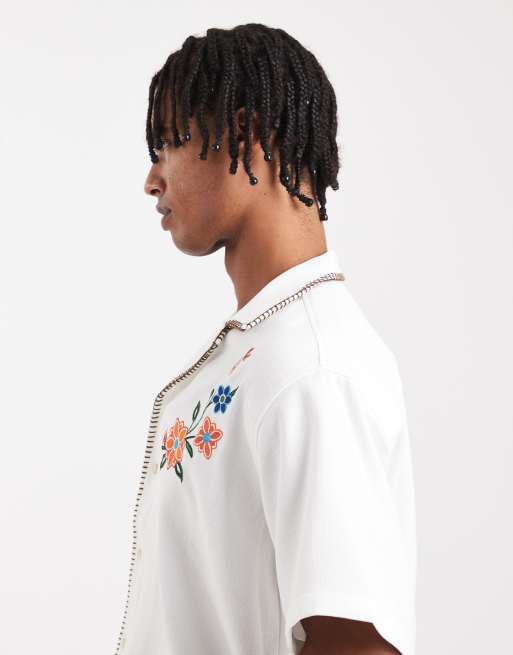 ONLY & SONS - Hvid skjorte med broderede detaljer med konstrasterende syninger, 4 af 5
