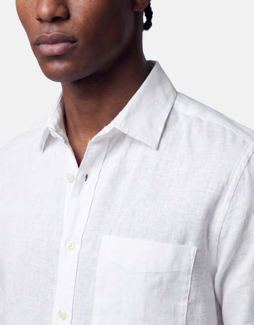 ONLY & SONS - Hvid skjorte med lange ærmer i hørblanding i regular fit, 2 af 4