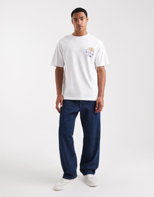 Only & Sons - Hvid T-shirt med afslappet pasform og nudleprint på ryggen, 2 af 5